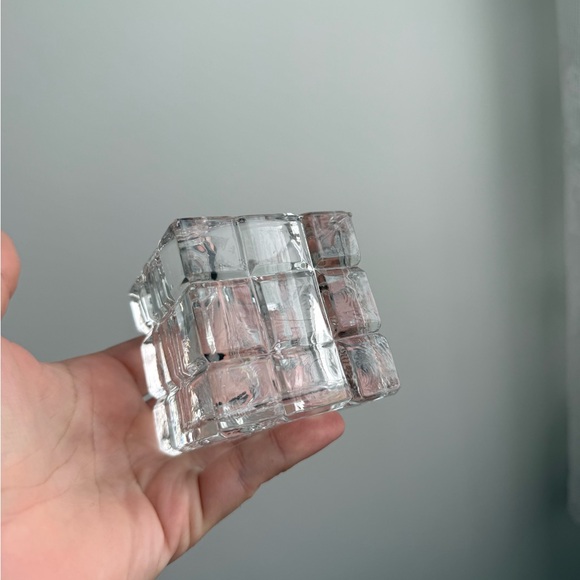 2 Vintage Glass Brutalist Ice Cube Tealight Candle Holders Made in Taiwan MCM - Picture 2 of 16